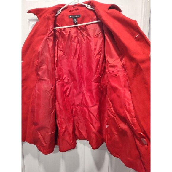 New York & Company Peacoat Womens Size 18 Red Wool Blend Double-Breasted Jacket - Picture 10 of 12